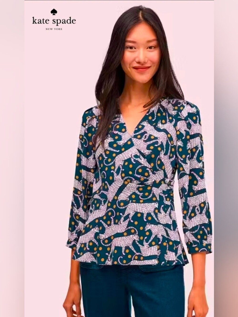 Kate Spade Panther Wrap Blouse. Size 4
